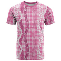 Hawaiian Ohia Lehua Lei T Shirt Plaid Palaka Akala Pattern LT9 Pink - Polynesian Pride