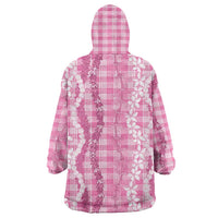 Hawaiian Ohia Lehua Lei Wearable Blanket Hoodie Plaid Palaka Akala Pattern LT9 - Polynesian Pride