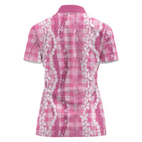 Hawaiian Ohia Lehua Lei Women Polo Shirt Plaid Palaka Akala Pattern LT9 - Polynesian Pride