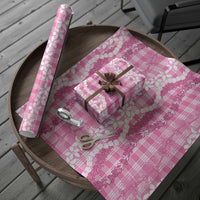 Hawaiian Ohia Lehua Lei Wrapping Paper Plaid Palaka Akala Pattern - Polynesian Pride