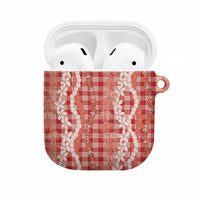 Hawaiian Ohia Lehua Lei AirPods Case Plaid Palaka Ulaula Pattern LT9 Red - Polynesian Pride