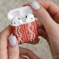 Hawaiian Ohia Lehua Lei AirPods Case Plaid Palaka Ulaula Pattern LT9 - Polynesian Pride