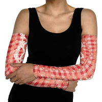 Hawaiian Ohia Lehua Lei Arm Sleeves Plaid Palaka Ulaula Pattern LT9 - Polynesian Pride