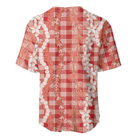 Hawaiian Ohia Lehua Lei Baseball Jersey Plaid Palaka Ulaula Pattern LT9 - Polynesian Pride