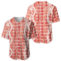 Hawaiian Ohia Lehua Lei Baseball Jersey Plaid Palaka Ulaula Pattern LT9 - Polynesian Pride