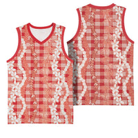 Hawaiian Ohia Lehua Lei Basketball Jersey Plaid Palaka Ulaula Pattern LT9 - Polynesian Pride