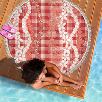 Hawaiian Ohia Lehua Lei Beach Blanket Plaid Palaka Ulaula Pattern - Polynesian Pride