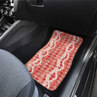 Hawaiian Ohia Lehua Lei Car Mats Plaid Palaka Ulaula Pattern - Polynesian Pride