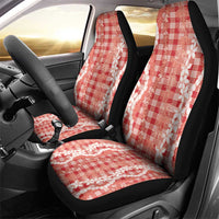 Hawaiian Ohia Lehua Lei Car Seat Cover Plaid Palaka Ulaula Pattern - Polynesian Pride