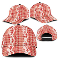 Hawaiian Ohia Lehua Lei Classic Cap Plaid Palaka Ulaula Pattern - Polynesian Pride