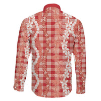 Hawaiian Ohia Lehua Lei Family Matching Mermaid Dress and Hawaiian Shirt Plaid Palaka Ulaula Pattern - Polynesian Pride