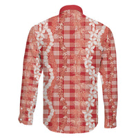 Hawaiian Ohia Lehua Lei Family Matching Short Sleeve Bodycon Dress and Hawaiian Shirt Plaid Palaka Ulaula Pattern - Polynesian Pride