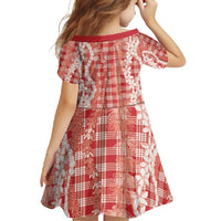 Hawaiian Ohia Lehua Lei Family Matching Summer Maxi Dress and Hawaiian Shirt Plaid Palaka Ulaula Pattern - Polynesian Pride