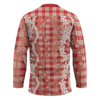 Hawaiian Ohia Lehua Lei Hockey Jersey Plaid Palaka Ulaula Pattern LT9 - Polynesian Pride