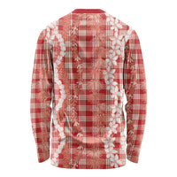 Hawaiian Ohia Lehua Lei Long Sleeve Shirt Plaid Palaka Ulaula Pattern LT9 - Polynesian Pride