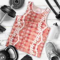 Hawaiian Ohia Lehua Lei Men Tank Top Plaid Palaka Ulaula Pattern LT9 - Polynesian Pride
