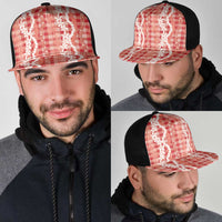Hawaiian Ohia Lehua Lei Mesh Trucker Cap Plaid Palaka Ulaula Pattern LT9 - Polynesian Pride