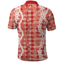 Hawaiian Ohia Lehua Lei Polo Shirt Plaid Palaka Ulaula Pattern LT9 - Polynesian Pride