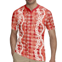 Hawaiian Ohia Lehua Lei Rugby Jersey Plaid Palaka Ulaula Pattern LT9 - Polynesian Pride