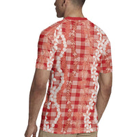 Hawaiian Ohia Lehua Lei Rugby Jersey Plaid Palaka Ulaula Pattern LT9 - Polynesian Pride