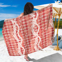 Hawaiian Ohia Lehua Lei Sarong Plaid Palaka Ulaula Pattern - Polynesian Pride