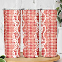 Hawaiian Ohia Lehua Lei Skinny Tumbler Plaid Palaka Ulaula Pattern - undefined
