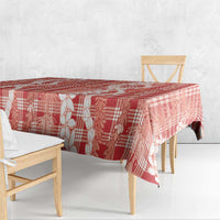 Hawaiian Ohia Lehua Lei Tablecloth Plaid Palaka Ulaula Pattern LT9 - Polynesian Pride