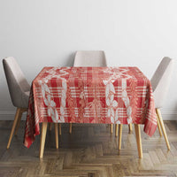 Hawaiian Ohia Lehua Lei Tablecloth Plaid Palaka Ulaula Pattern LT9 - Polynesian Pride