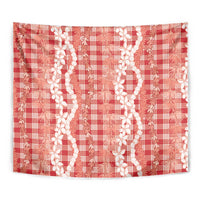 Hawaiian Ohia Lehua Lei Tapestry Plaid Palaka Ulaula Pattern - Polynesian Pride