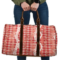 Hawaiian Ohia Lehua Lei Travel Bag Plaid Palaka Ulaula Pattern LT9 Red - Polynesian Pride