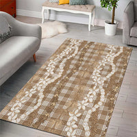 Hawaiian Ohia Lehua Lei Area Rug Plaid Palaka Kalaihaahaa Pattern - Polynesian Pride