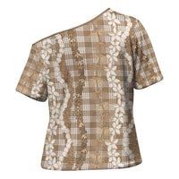 Hawaiian Ohia Lehua Lei Cross Shoulder Shirt Plaid Palaka Kalaihaahaa Pattern LT9 - Polynesian Pride