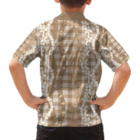 Hawaiian Ohia Lehua Lei Family Matching Off The Shoulder Long Sleeve Dress and Hawaiian Shirt Plaid Palaka Kalaihaahaa Pattern - Polynesian Pride