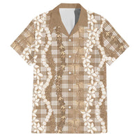 Hawaiian Ohia Lehua Lei Family Matching Off Shoulder Short Dress and Hawaiian Shirt Plaid Palaka Kalaihaahaa Pattern - Polynesian Pride