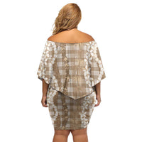 Hawaiian Ohia Lehua Lei Family Matching Off Shoulder Short Dress and Hawaiian Shirt Plaid Palaka Kalaihaahaa Pattern - Polynesian Pride