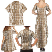 Hawaiian Ohia Lehua Lei Family Matching Summer Maxi Dress and Hawaiian Shirt Plaid Palaka Kalaihaahaa Pattern LT9 - Polynesian Pride