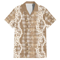 Hawaiian Ohia Lehua Lei Hawaiian Shirt Plaid Palaka Kalaihaahaa Pattern LT9 Tan - Polynesian Pride