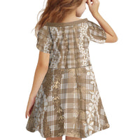 Hawaiian Ohia Lehua Lei Kid Short Sleeve Dress Plaid Palaka Kalaihaahaa Pattern LT9 - Polynesian Pride