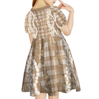Hawaiian Ohia Lehua Lei Kid Short Sleeve Dress Plaid Palaka Kalaihaahaa Pattern LT9 - Polynesian Pride