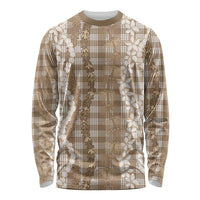 Hawaiian Ohia Lehua Lei Long Sleeve Shirt Plaid Palaka Kalaihaahaa Pattern LT9 Unisex Tan - Polynesian Pride