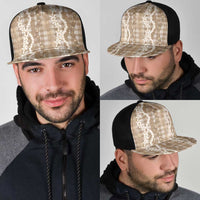Hawaiian Ohia Lehua Lei Mesh Trucker Cap Plaid Palaka Kalaihaahaa Pattern - Polynesian Pride