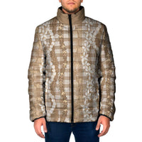 Hawaiian Ohia Lehua Lei Padded Jacket Plaid Palaka Kalaihaahaa Pattern LT9 Men Tan - Polynesian Pride