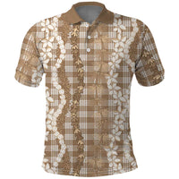 Hawaiian Ohia Lehua Lei Polo Shirt Plaid Palaka Kalaihaahaa Pattern LT9 Tan - Polynesian Pride