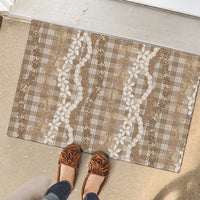 Hawaiian Ohia Lehua Lei Rubber Doormat Plaid Palaka Kalaihaahaa Pattern LT9 - Polynesian Pride