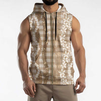 Hawaiian Ohia Lehua Lei Sleeveless Zip Hoodie Plaid Palaka Kalaihaahaa Pattern LT9 - Polynesian Pride