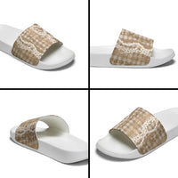 Hawaiian Ohia Lehua Lei Slide Sandals Plaid Palaka Kalaihaahaa Pattern LT9 - Polynesian Pride