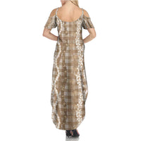 Hawaiian Ohia Lehua Lei Summer Maxi Dress Plaid Palaka Kalaihaahaa Pattern - Polynesian Pride