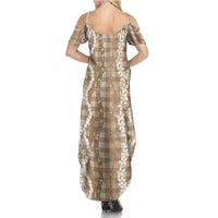 Hawaiian Ohia Lehua Lei Summer Maxi Dress Plaid Palaka Kalaihaahaa Pattern LT9 - Polynesian Pride