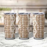 Hawaiian Ohia Lehua Lei Tumbler Cup Plaid Palaka Kalaihaahaa Pattern - Polynesian Pride
