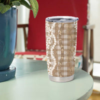 Hawaiian Ohia Lehua Lei Tumbler Cup Plaid Palaka Kalaihaahaa Pattern - Polynesian Pride